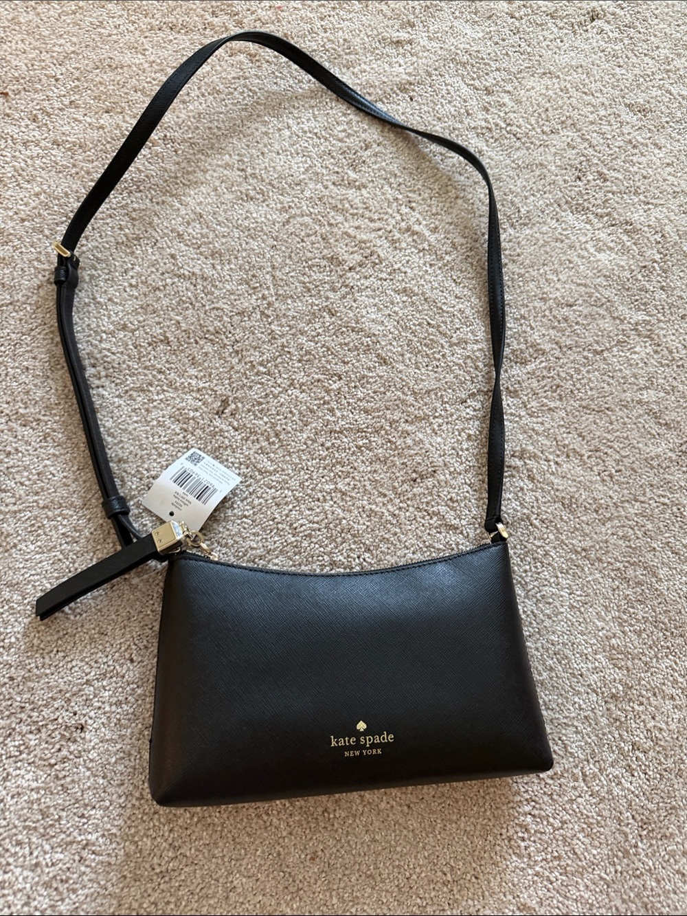 kate spade NWT Black Saffiano Leather Crossbody with Gold Hardware